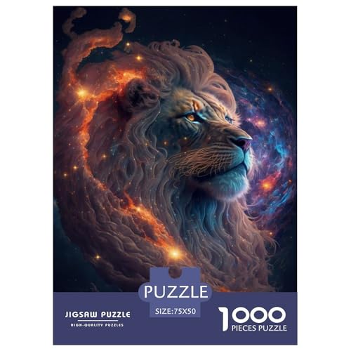 1000-teiliges Puzzle mit Tierkunst und Löwenmotiv für Erwachsene und Teenager, Holzpuzzle, Lernspiel, Herausforderungsspielzeug, 1000 Teile (75 x 50 cm) von BaoFFF