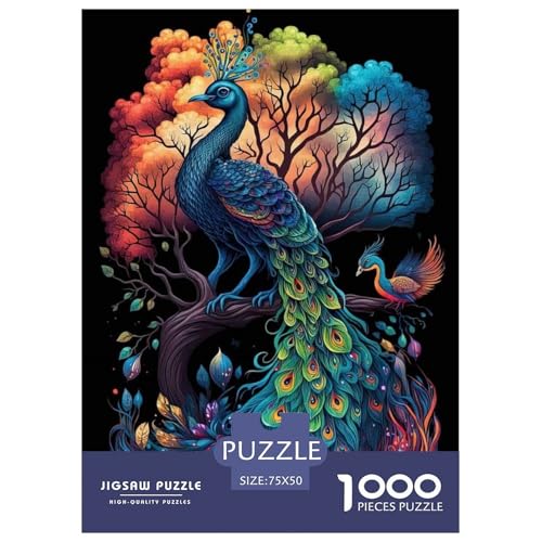 1000-teiliges Puzzle mit Tierkunst und Pfauenmotiv, Holzpuzzle, Erwachsenenpuzzle, nachhaltiges Puzzle für Erwachsene, 1000 Teile (75 x 50 cm) von BaoFFF