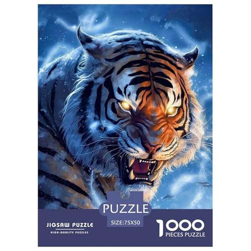 1000-teiliges Puzzle mit Tierkunst und Tigermotiv, Holzpuzzle, Erwachsenenpuzzle, nachhaltiges Puzzle für Erwachsene, 1000 Teile (75 x 50 cm) von BaoFFF