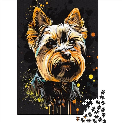 1000-teiliges Puzzle mit Yorkshire-Terrier-Hund für Erwachsene und Teenager, Lernspielzeug aus Holz, 1000 Teile (75 x 50 cm) von BaoFFF