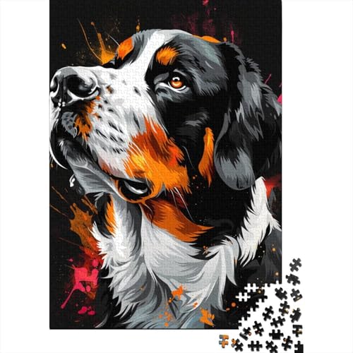 1000-teiliges Puzzle mit großem Schweizer Sennenhund, Kunst-Puzzle für Erwachsene, Puzzle, Lernspiel, Herausforderungsspielzeug, 1000 Stück (75 x 50 cm) von BaoFFF