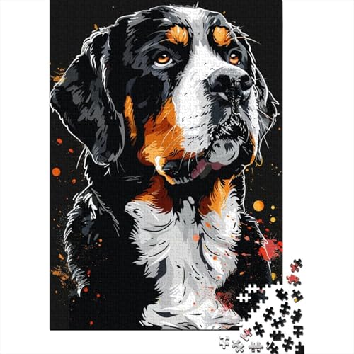 1000-teiliges Puzzle mit großem Schweizer Sennenhund für Erwachsene, Holzpuzzles für Teenager, Geschenke, einzigartige Heimdekoration und Geschenke, 1000 Stück (75 x 50 cm) von BaoFFF