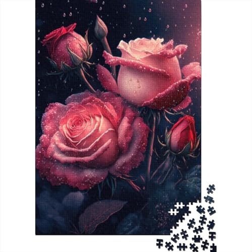 1000-teiliges Puzzle mit schönen Rosen für Erwachsene, Holzpuzzle, Puzzle für Erwachsene, 1000 Teile (75 x 50 cm) von BaoFFF