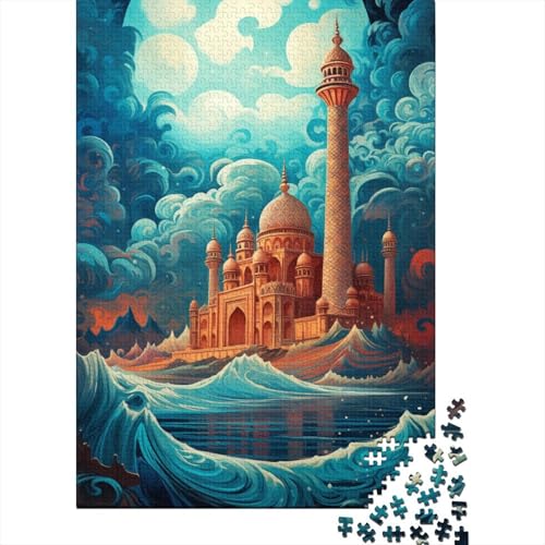 1000-teiliges Taj Mahal-Puzzle „Segeln auf der Welle“ für Erwachsene Teenager, Holzpuzzle, nachhaltiges Puzzle für Erwachsene | Spiele 1000 Teile (75 x 50 cm) von BaoFFF