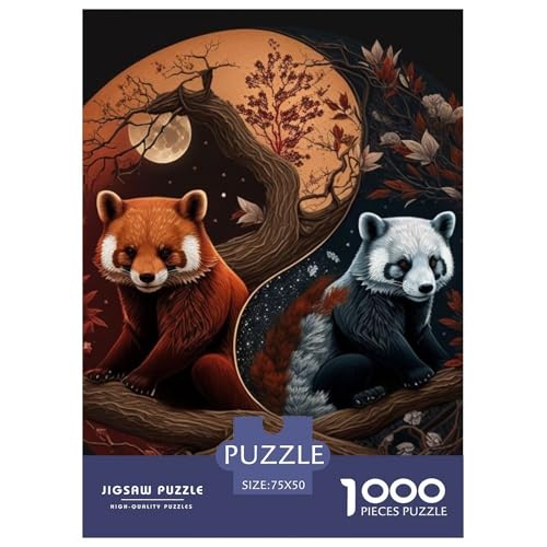 1000-teiliges Yin-Yang-Kunst-Puzzle für Erwachsene, Holzpuzzle, Lernspiel, Herausforderungsspielzeug, 1000 Stück (75 x 50 cm) von BaoFFF