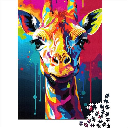 1000-teiliges buntes Giraffen-Puzzle für Erwachsene, Holzpuzzle für Teenager, Geschenke, einzigartige Heimdekoration und Geschenke, 1000 Stück (75 x 50 cm) von BaoFFF