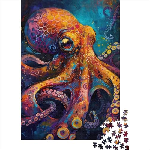 1000-teiliges buntes Oktopus-Holzpuzzle, Holzpuzzle für Erwachsene und Jugendliche ab 12 Jahren, 1000 Stück (75 x 50 cm) von BaoFFF