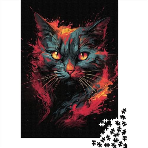 1000-teiliges psychedelisches Katzen-Puzzle für Erwachsene, Holzpuzzle für Erwachsene und Teenager, Lernpuzzle 1000 Teile (75 x 50 cm) von BaoFFF