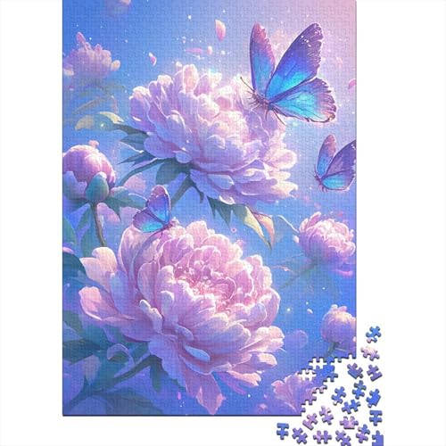 300-teiliges Blumen- und Schmetterlings-Puzzle für Erwachsene, Holzpuzzle für Erwachsene, Teenager, Mann, Frau, Geschenk, 300 Stück (40 x 28 cm) von BaoFFF