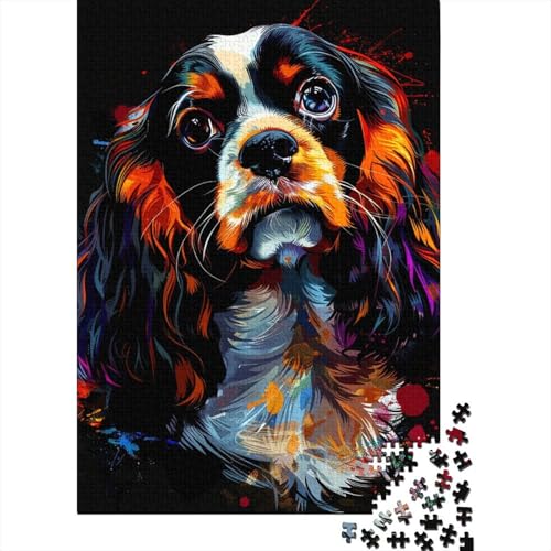 300-teiliges Cavalier King Charles Spaniel-Hundepuzzle für Erwachsene, Puzzle, Lernspiel, Herausforderungsspielzeug, 300 Stück (40 x 28 cm) von BaoFFF