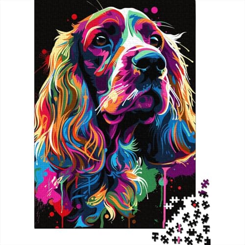 300-teiliges Englischer Cocker Spaniel-Hundekunstpuzzle für Erwachsene, Holzpuzzles, Puzzles für Erwachsene, Lernspiel, Herausforderungsspielzeug, 300 Stück (40 x 28 cm) von BaoFFF