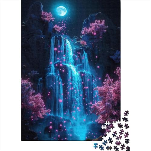 300-teiliges Kirschblüten-Wasserfall-Puzzle für Erwachsene, Holzpuzzles, Puzzles für Erwachsene, Lernspiel, Herausforderungsspielzeug, 300 Stück (40 x 28 cm) von BaoFFF