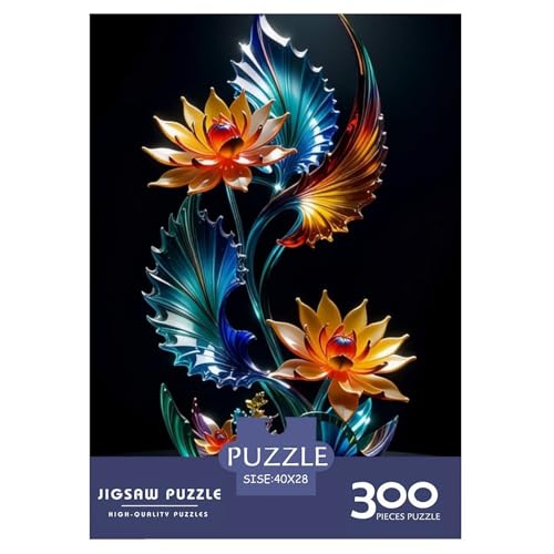 300-teiliges Kunst-Blumen-Puzzle für Erwachsene, Teenager, Holzpuzzle, Puzzle für Erwachsene, Lernspiel, Herausforderungsspielzeug, 300 Teile (40 x 28 cm) von BaoFFF