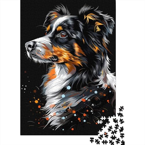 300-teiliges Miniatur-Puzzle für Erwachsene mit amerikanischem Schäferhund, Holzpuzzle für Erwachsene, Lernspiel, Herausforderungsspielzeug, 300 Stück (40 x 28 cm) von BaoFFF