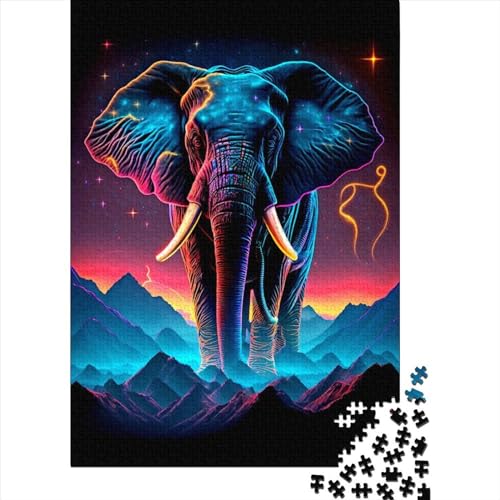 300-teiliges Puzzle, Elefanten-Puzzle für Erwachsene, schwierige und anspruchsvolle Holzbrett-Puzzles, 300 Teile (40 x 28 cm) von BaoFFF