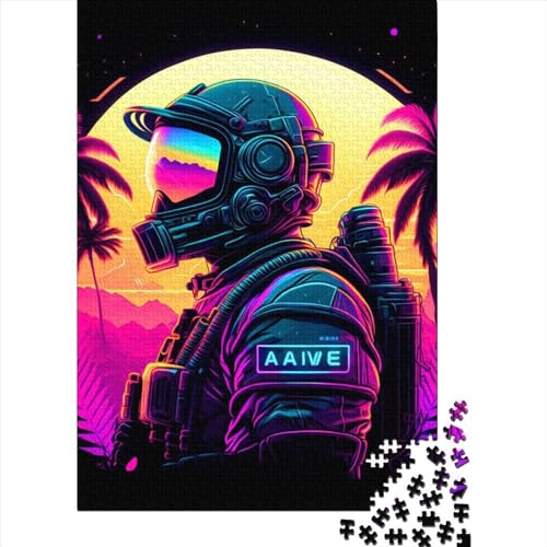 300-teiliges Puzzle, quadratisches Punk-Astronauten-Puzzle für Erwachsene und Holzbrett-Puzzle, Puzzle für Sommerliebhaber, 300 Teile (40 x 28 cm), Kategorie 22: Puzzle von BaoFFF