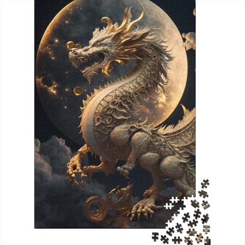 300-teiliges Puzzle „Brave Dragon“, kreatives quadratisches Puzzle für Erwachsene und Holzpuzzle, Spielzeug, Denkspiel, 300 Teile (40 x 28 cm) von BaoFFF