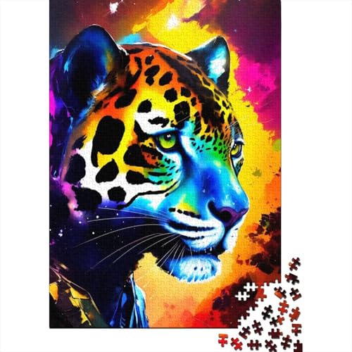 300-teiliges Puzzle „Cosmic Jaguar“, quadratische Puzzles für Erwachsene, Holzbrett-Puzzles, einzigartige Herausforderungsspiele, 300 Teile (40 x 28 cm) von BaoFFF