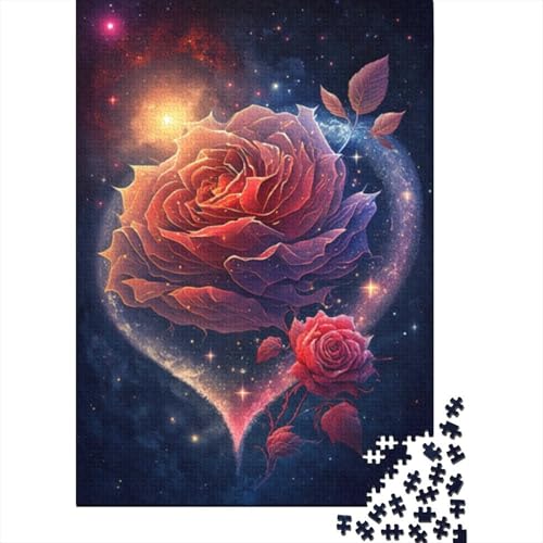 300-teiliges Puzzle „Cosmic Rose“ für Erwachsene, Holzpuzzle, Lernspiel für Erwachsene Teenager, 300 Teile (40 x 28 cm) von BaoFFF