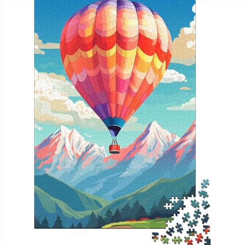 300-teiliges Puzzle „Heißluftballon mit Bergen“ für Erwachsene und Teenager, Lernspielzeug aus Holz, 300 Teile (40 x 28 cm) von BaoFFF