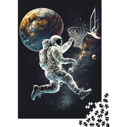 300-teiliges Puzzle für Erwachsene, Astronauten-Basketball, Weltraum, quadratisches Puzzle für Teenager und Holzpuzzle, Familienspiele, Weihnachts- und Geburtstagsgeschenke, 300 Teile (40 x 28 cm) von BaoFFF