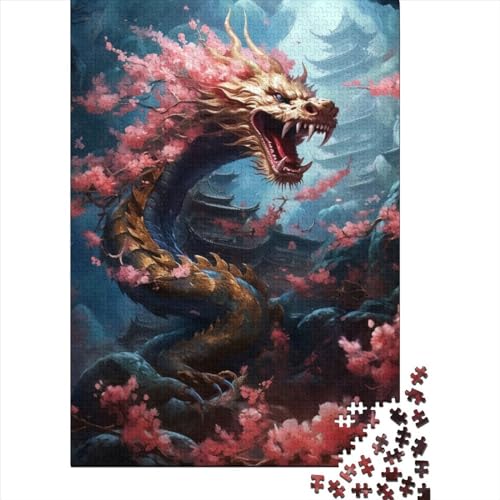 300-teiliges Puzzle für Erwachsene, japanischer Drache, Kirsche, 10 kreative Puzzles für Erwachsene und Puzzles, Lernspiel für Erwachsene, 300 Teile (40 x 28 cm) von BaoFFF