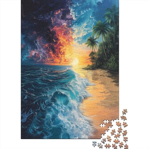 300-teiliges Puzzle für Erwachsene „EIS und Feuerstrand“, Holzpuzzle für Erwachsene, Lernspiel, Herausforderungsspielzeug, 300 Stück (40 x 28 cm) von BaoFFF