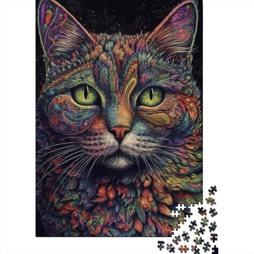 300-teiliges Puzzle mit farbenfrohen Weltraumkatzen, Puzzle für Erwachsene, ab 14 Jahren, 300 Teile (40 x 28 cm) von BaoFFF