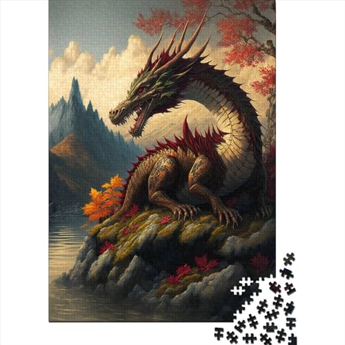 300-teiliges asiatisches Drachen-Puzzle für Erwachsene Teenager. Holzpuzzle für Erwachsene für Familienspaß und Spieleabende 300 Teile (40 x 28 cm) von BaoFFF