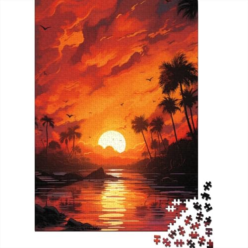 300-teiliges psychedelisches Sonnenuntergangs-Holzpuzzle, Holzpuzzle für Erwachsene und Jugendliche ab 12 Jahren, 300 Teile (40 x 28 cm) von BaoFFF