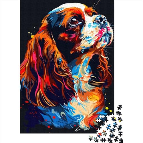 500-teiliges Cavalier King Charles Spaniel-Hundepuzzle für Erwachsene, Halloween-Geschenkpuzzle, Lernspielzeug, 500 Stück (52 x 38 cm) von BaoFFF