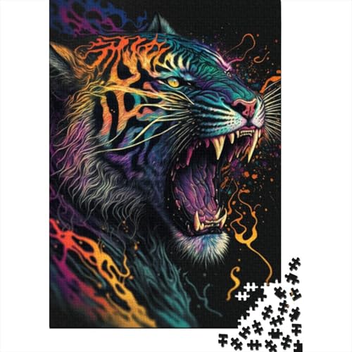 500-teiliges Cosmos Tiger-Puzzle für Erwachsene, Holzpuzzles für Teenager, Geschenke, einzigartige Heimdekoration und Geschenke, 500 Stück (52 x 38 cm) von BaoFFF