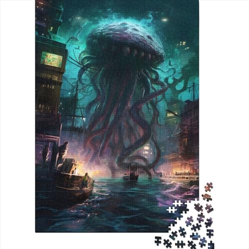 500-teiliges Kraken-Puzzle für Erwachsene, Holzbrett-Puzzle, lustige Puzzle-Spiele, Geburtstagsgeschenk, 500 Teile (52 x 38 cm) von BaoFFF