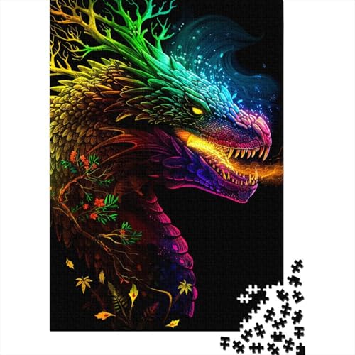 500-teiliges Neon-Drachen-Puzzle für Erwachsene und Teenager, Lernspielzeug aus Holz, 500 Stück (52 x 38 cm) von BaoFFF