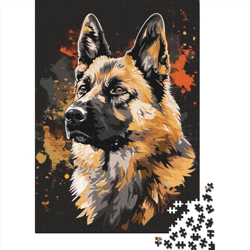 500-teiliges Norwegischer Elchhund-Hundekunst-Puzzle für Erwachsene, Holzpuzzle für Erwachsene, Lernspiel, Herausforderungsspielzeug, 500 Stück (52 x 38 cm) von BaoFFF