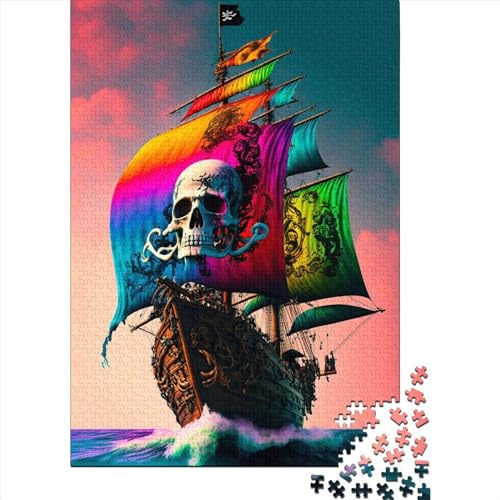 500-teiliges Piratenschiff-Puzzle für Erwachsene, buntes Holzbrett-Puzzle, Puzzle für Geschenke, 500 Teile (52 x 38 cm) von BaoFFF