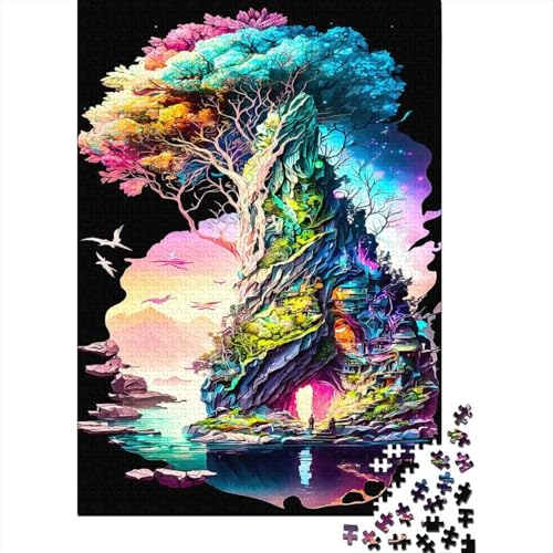 500-teiliges Puzzle, Fantasielandschaft, 11 kreative quadratische Puzzles für Erwachsene und Holzpuzzles, Spielzeug, Denkspiel, 500 Teile (52 x 38 cm) von BaoFFF