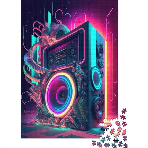 500-teiliges Puzzle, Live-Musik, Neon1, Puzzles für Holzbrettpuzzles, Erwachsene, Geburtstagsgeschenke, 500 Stück (52 x 38 cm) von BaoFFF