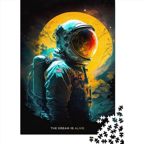 500-teiliges Puzzle, Neon-Astronaut mit Sonne, Puzzle für Holzbrett-Puzzles, Erwachsene, Geburtstagsgeschenke, 500 Teile (52 x 38 cm) von BaoFFF