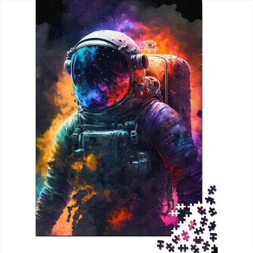 500-teiliges Puzzle, farbenfroher Astronaut32, kreatives quadratisches Puzzle für Erwachsene und Holzpuzzle, Spielzeug, Denkspiel, 500 Teile (52 x 38 cm) von BaoFFF