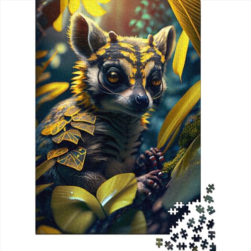 500-teiliges Puzzle, gelb gestreifter Alien-Lemur, Puzzle für Holzbrettpuzzle, tolles Geschenk für Erwachsene, Geburtstagsgeschenke, 500 Teile (52 x 38 cm) von BaoFFF