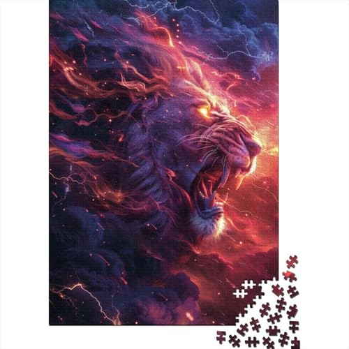 500-teiliges Puzzle, künstlerisches Löwen-Puzzle für Erwachsene, Holzbrett-Puzzle, Lernspiel, Herausforderungsspielzeug, 500 Stück (52 x 38 cm) von BaoFFF