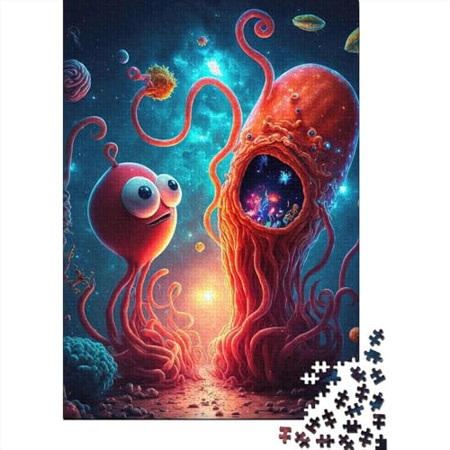 500-teiliges Puzzle „Alien-Monster“51 Kreative quadratische Puzzles für Erwachsene und Holzpuzzles, Spielzeug, Denkspiel, 500 Teile (52 x 38 cm) von BaoFFF