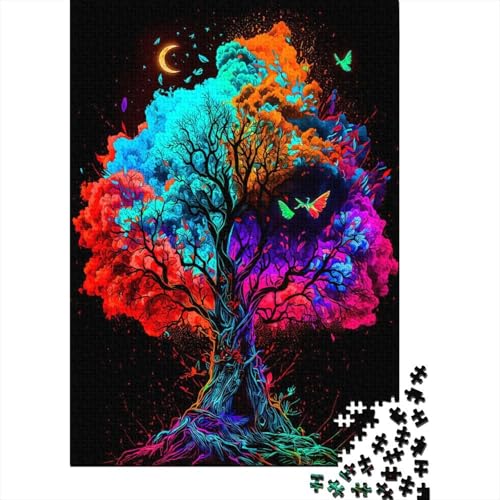 500-teiliges Puzzle „Baum, bunt, 10 Teile“ für Erwachsene Teenager, Holzpuzzle, nachhaltiges Puzzle für Erwachsene | Spiele, Thanksgiving-Geschenke, 500 Teile (52 x 38 cm) von BaoFFF