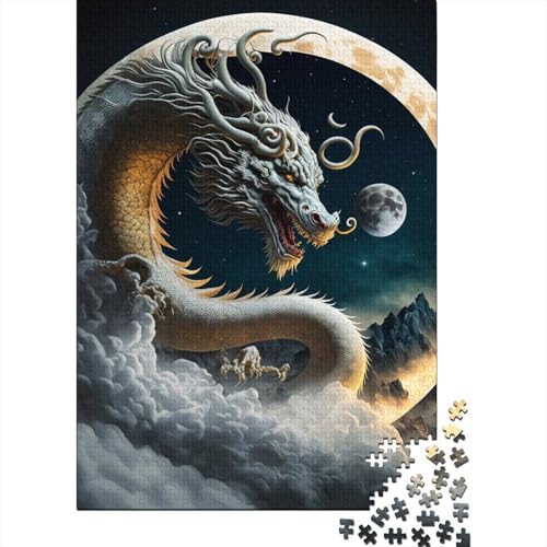 500-teiliges Puzzle „Brave Dragon“, kreatives quadratisches Puzzle für Erwachsene und Holzpuzzle, Spielzeug, Denkspiel, 500 Teile (52 x 38 cm) von BaoFFF