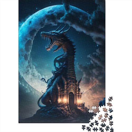 500-teiliges Puzzle „Brave Dragon“, kreatives quadratisches Puzzle für Erwachsene und Holzpuzzle, Spielzeug, Denkspiel, 500 Teile (52 x 38 cm) von BaoFFF