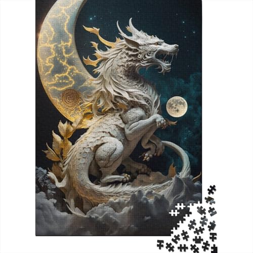 500-teiliges Puzzle „Brave Dragon“, quadratische Puzzles für Erwachsene und Holzpuzzles, Lernspielzeug, Familienspiele, 500 Teile (52 x 38 cm) von BaoFFF