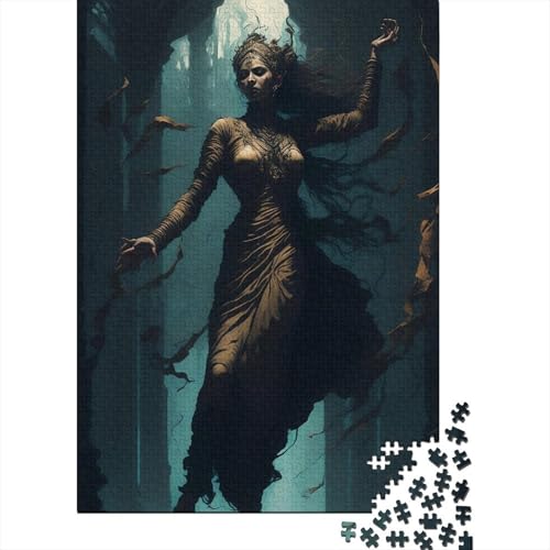 500-teiliges Puzzle „Dark Warrior“, kreatives quadratisches Puzzle für Erwachsene und Holzpuzzle, Spielzeug, Denkspiel, 500 Teile (52 x 38 cm) von BaoFFF