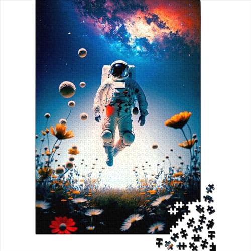 500-teiliges Puzzle für Erwachsene, Astronaut und Blume, quadratisches Puzzle für Erwachsene und Holzpuzzle, Lernspiel, Herausforderungsspielzeug, 500 Teile (52 x 38 cm) von BaoFFF