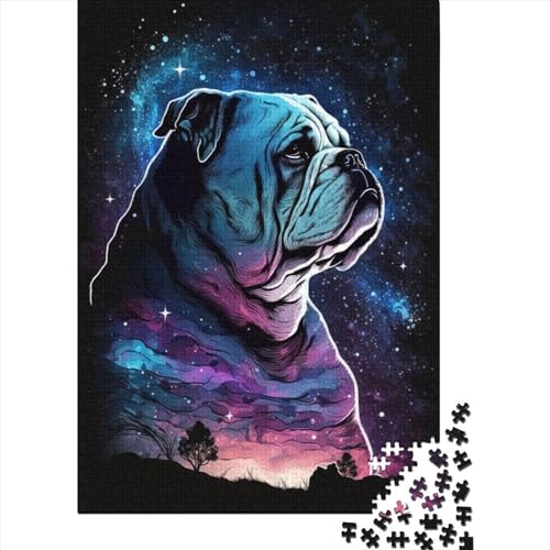 500-teiliges Puzzle für Erwachsene, Bulldoggen-Quadrat-Puzzle für Erwachsene und Holzbrett-Puzzle, Lernspiel, Herausforderungsspielzeug, 500 Teile (52 x 38 cm) von BaoFFF